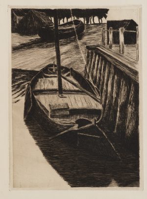 Boote am hölzernen Steg
