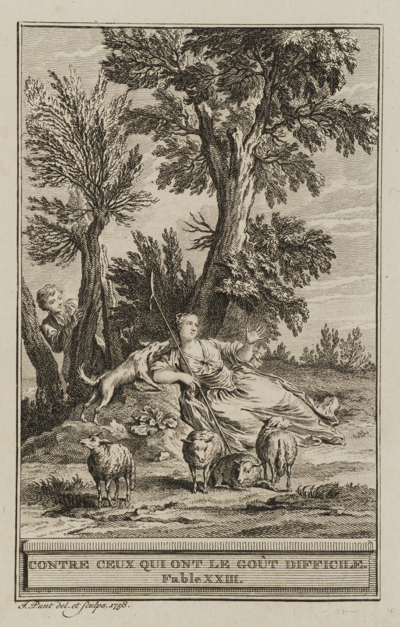 Hirtin mit Schafen und Knabe