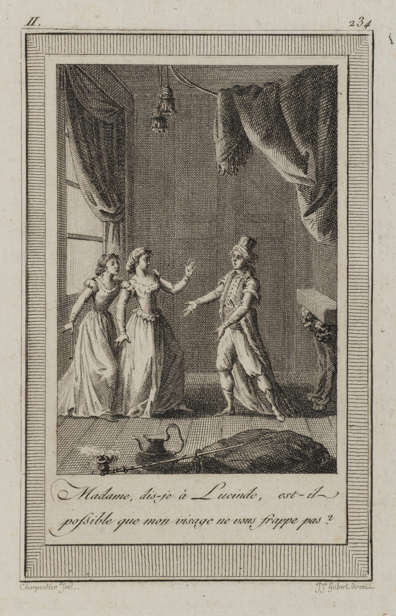 Galante Szene mit drei Figuren