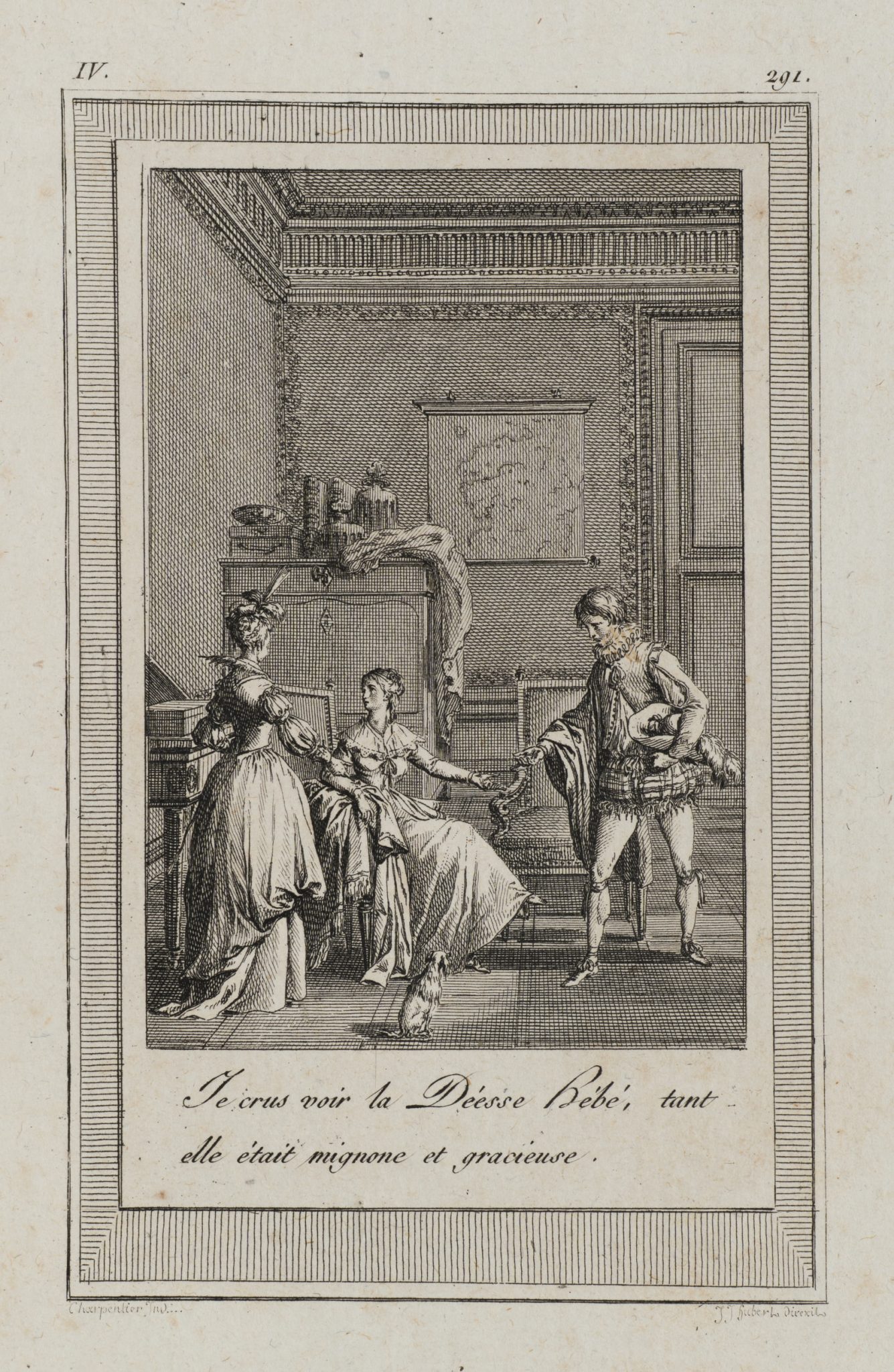 Galante Szene mit drei Figuren