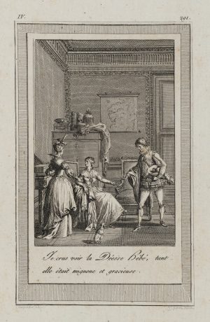 Galante Szene mit drei Figuren