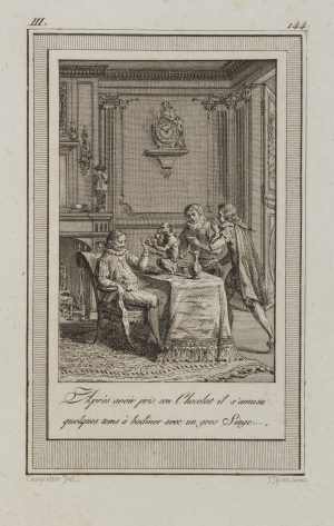 Interieur mit Affe und Schokolade