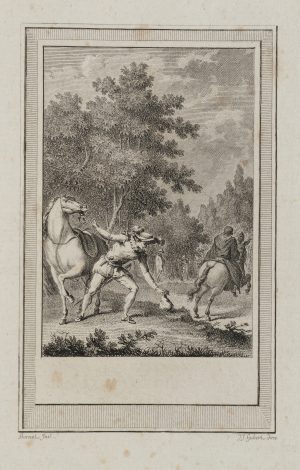 Reiter und Mann im Wald