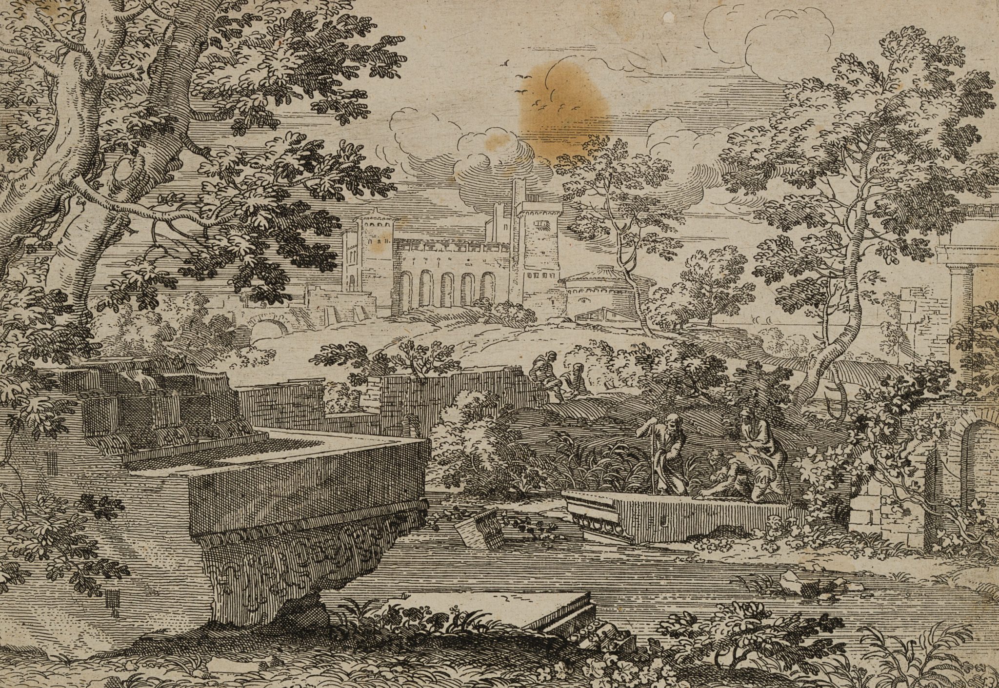 Arkadische Landschaft mit Ruinen