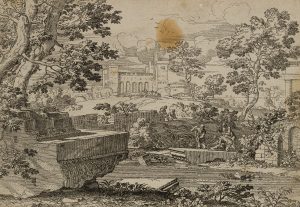Arkadische Landschaft mit Ruinen