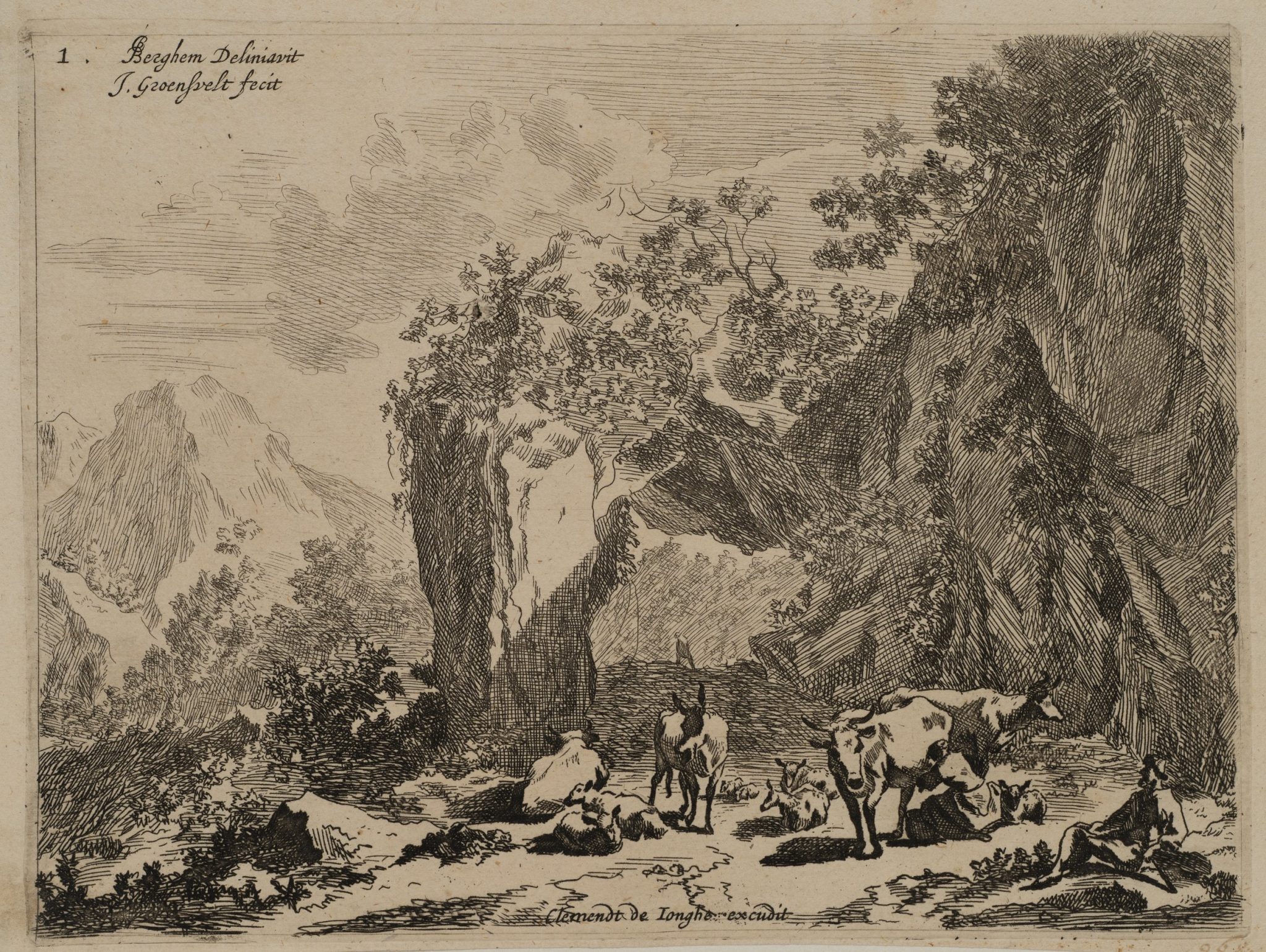 Hirtenszene in Gebirgslandschaft