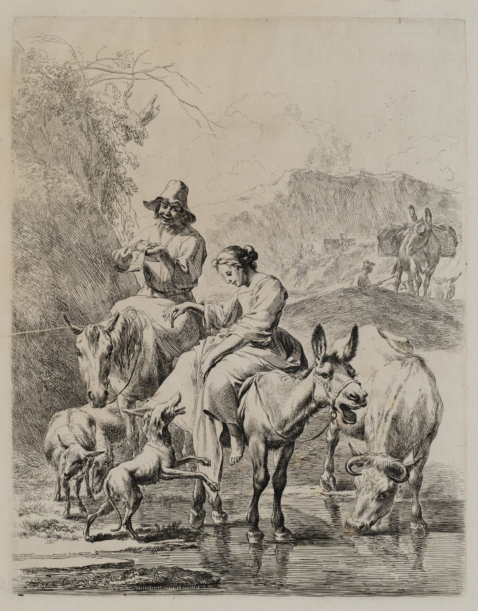 Hirtin auf dem Esel