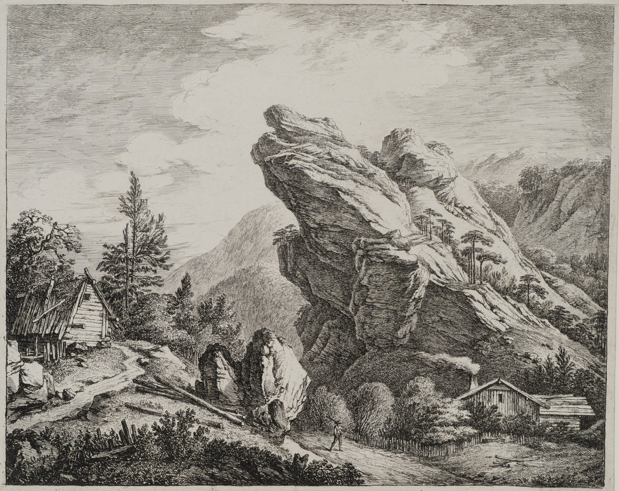 Felslandschaft mit Berghütte