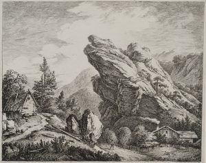 Felslandschaft mit Berghütte