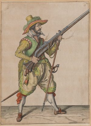 Musketier im Anschlag