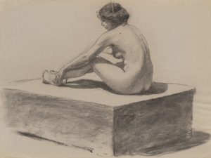 Sitzender weiblicher Akt, Rückenansicht