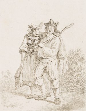 Wandersmann mit junger Frau