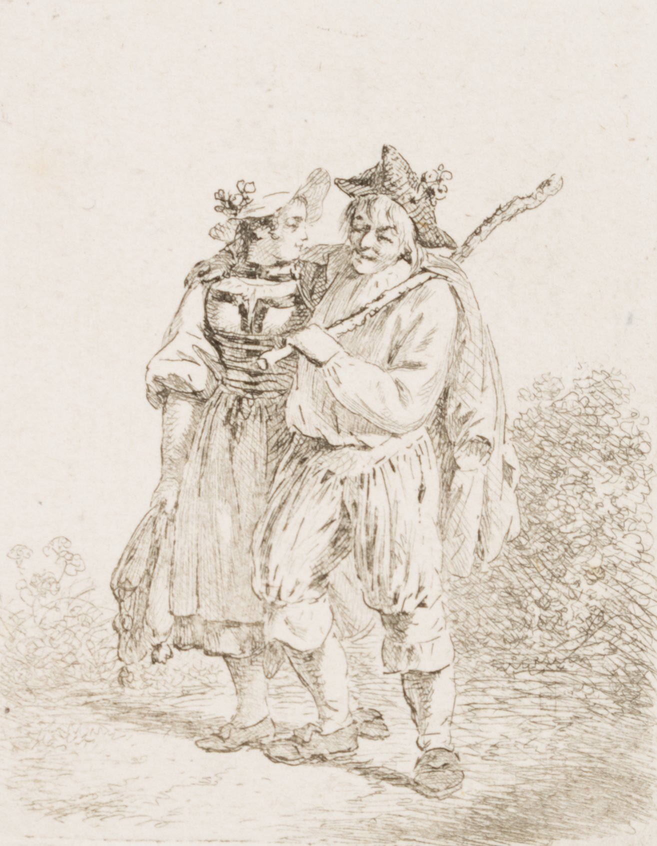 Wandersmann mit junger Frau
