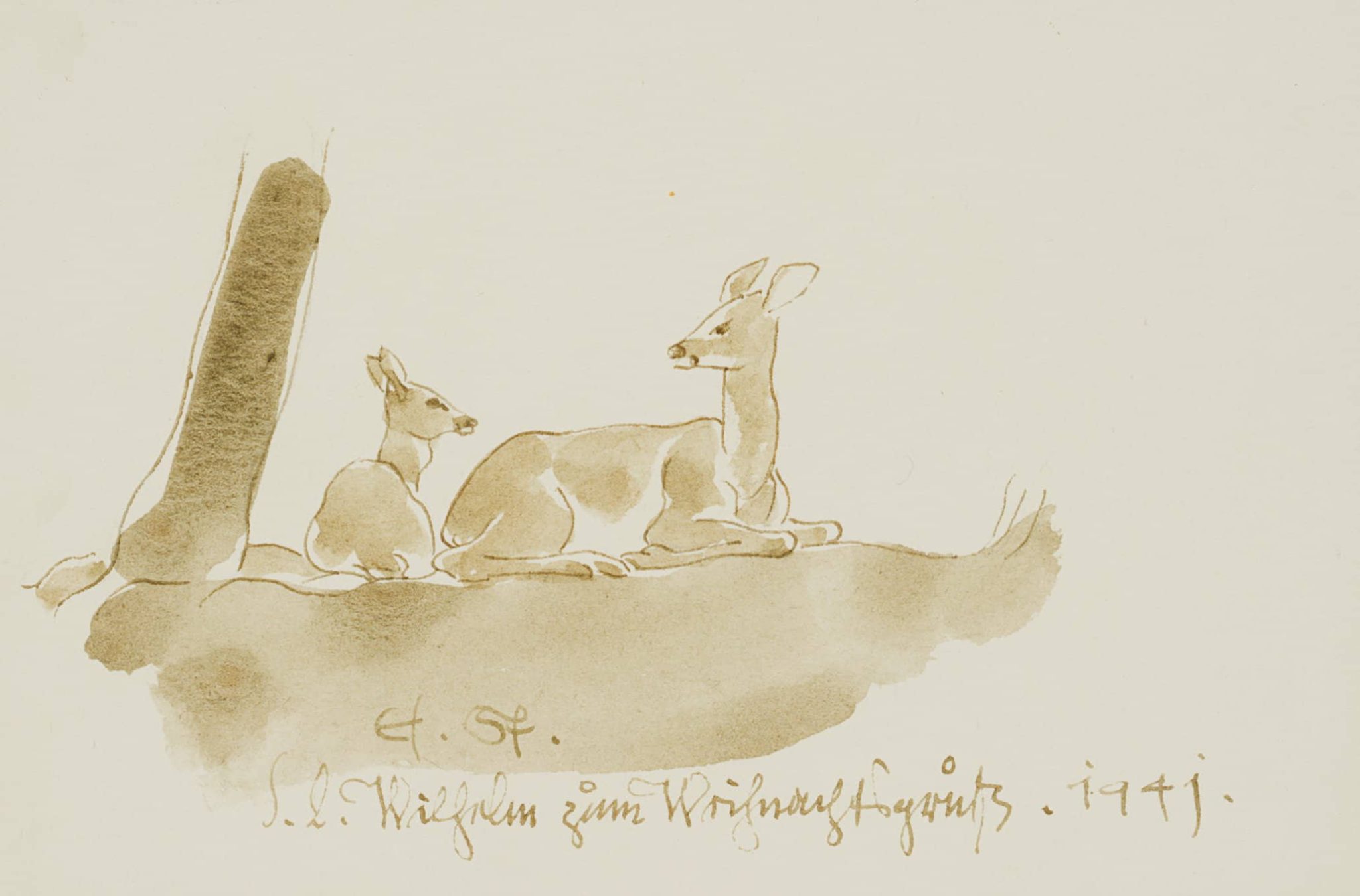 Rehe am Baum
