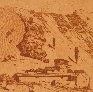 Italienische Landschaft mit Gehöft