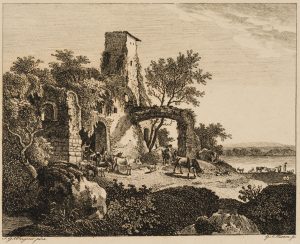 Viehhirten bei romantischer Ruine