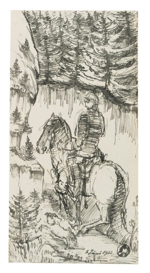 Edelmann zu Pferd im Wald