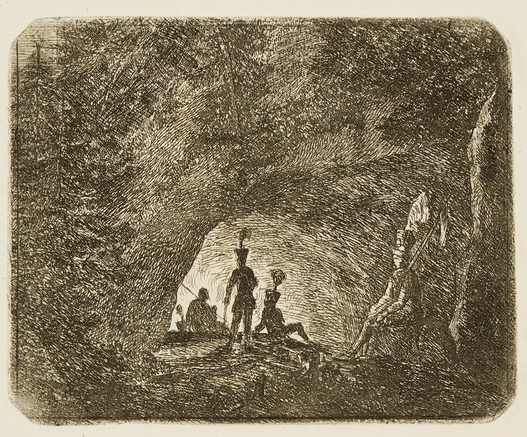 Soldaten an einer Höhle