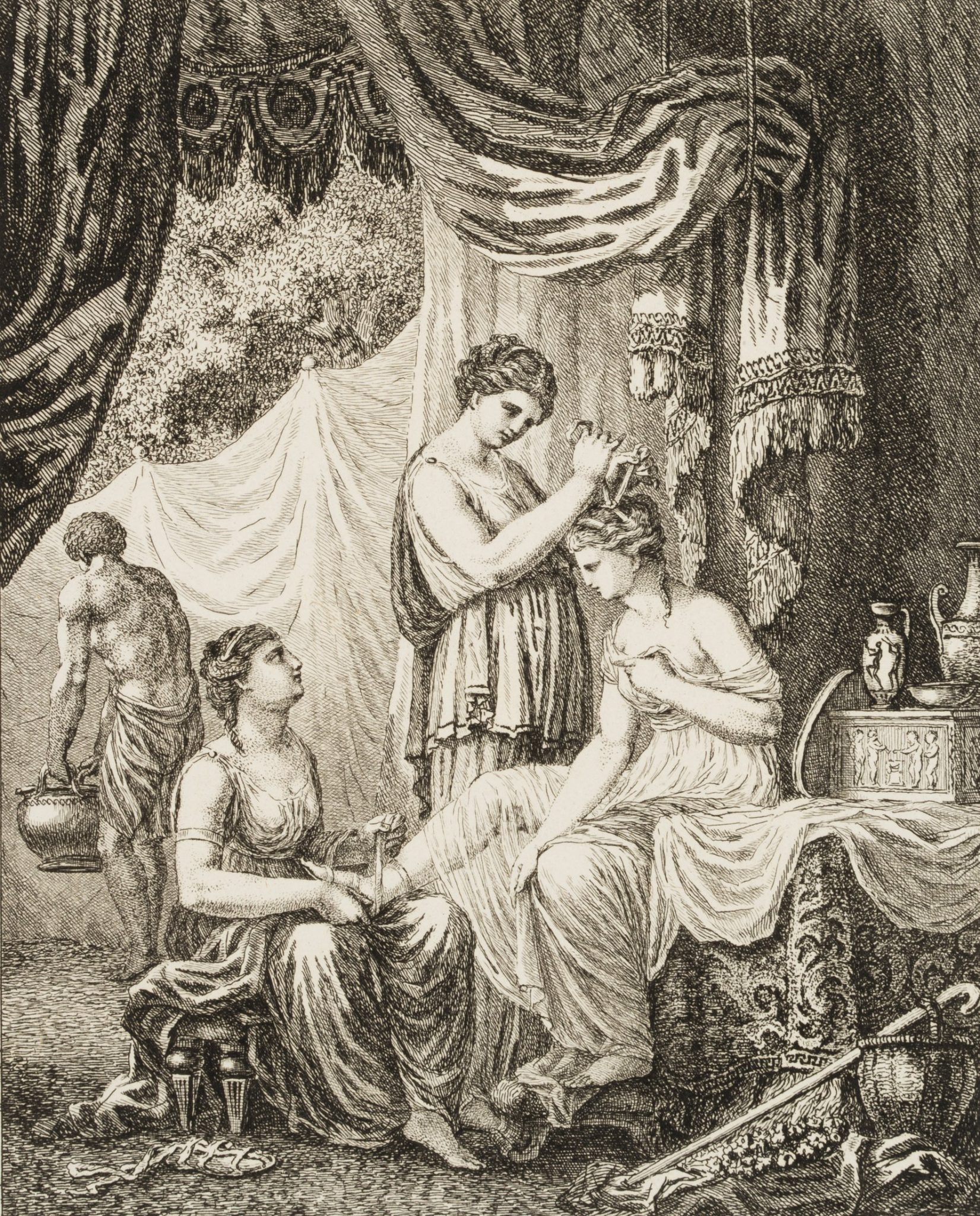 Alcimna und ihre Aufwärterinnen bei der Toilette