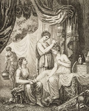 Alcimna und ihre Aufwärterinnen bei der Toilette