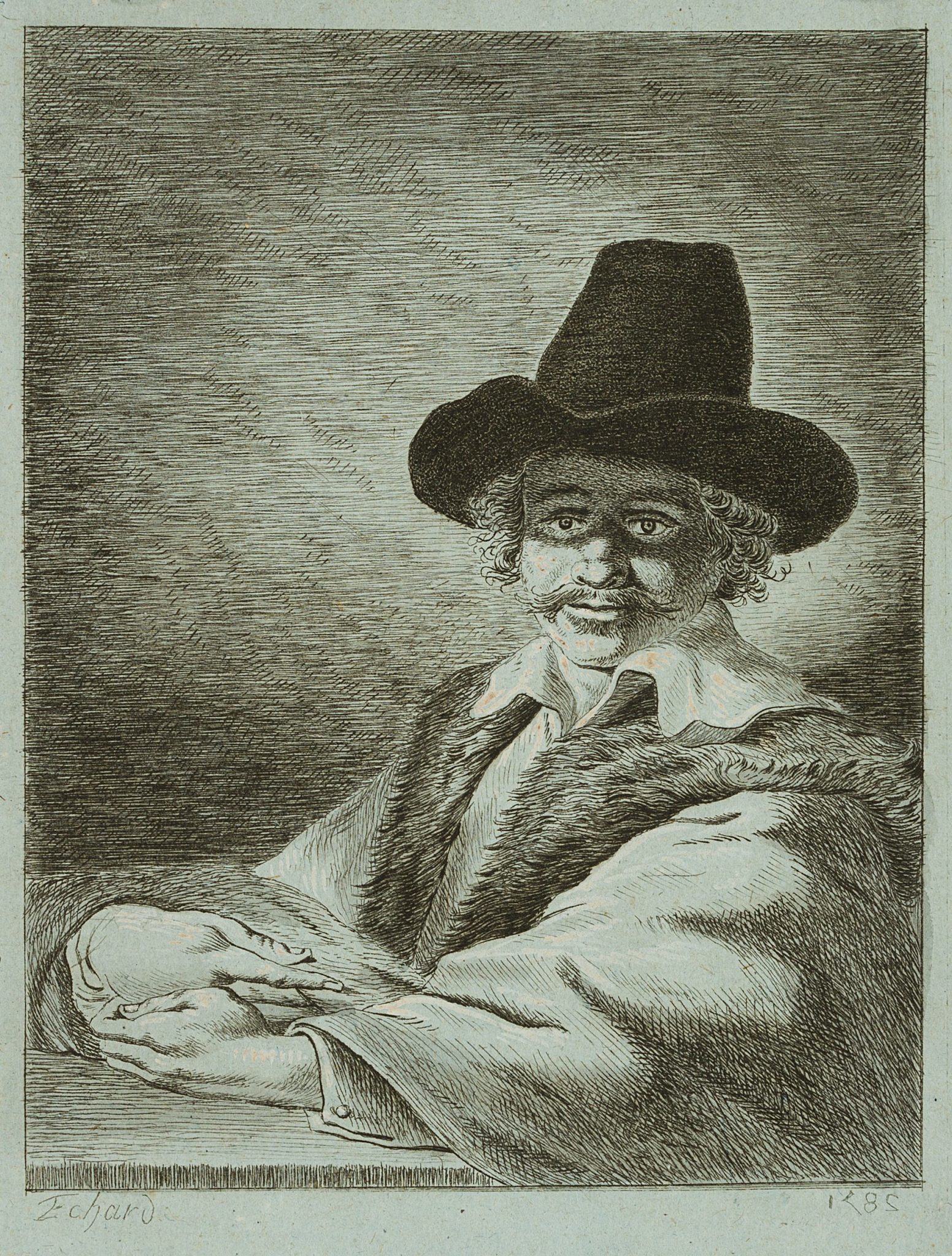 Sitzender Mann mit Hut