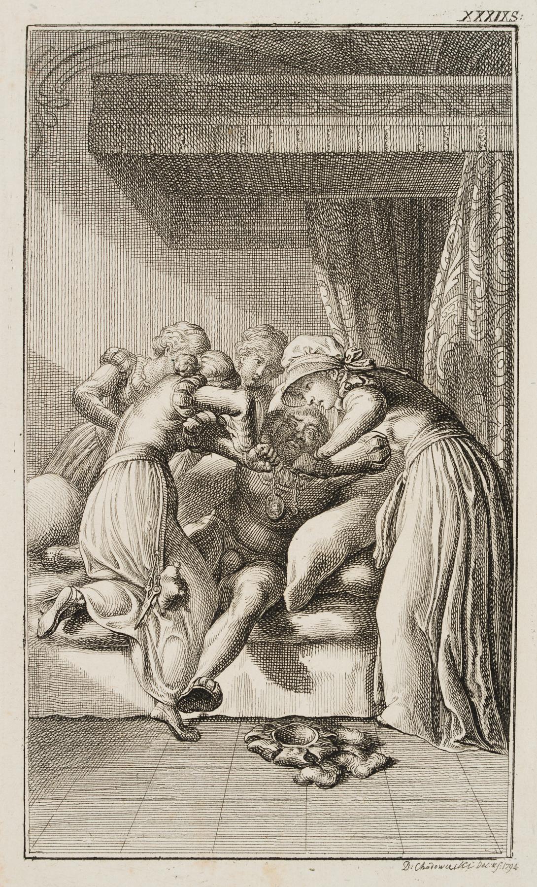 Dirnen drängen Adelbert auf Eleonorens Bett