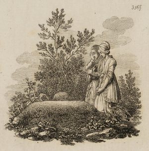 Minchen und Benjamin am Grab der Mutter
