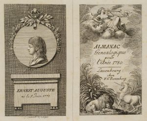 Titel und Portrait zu dem Almanac généalogique de Lauenbourg 1780