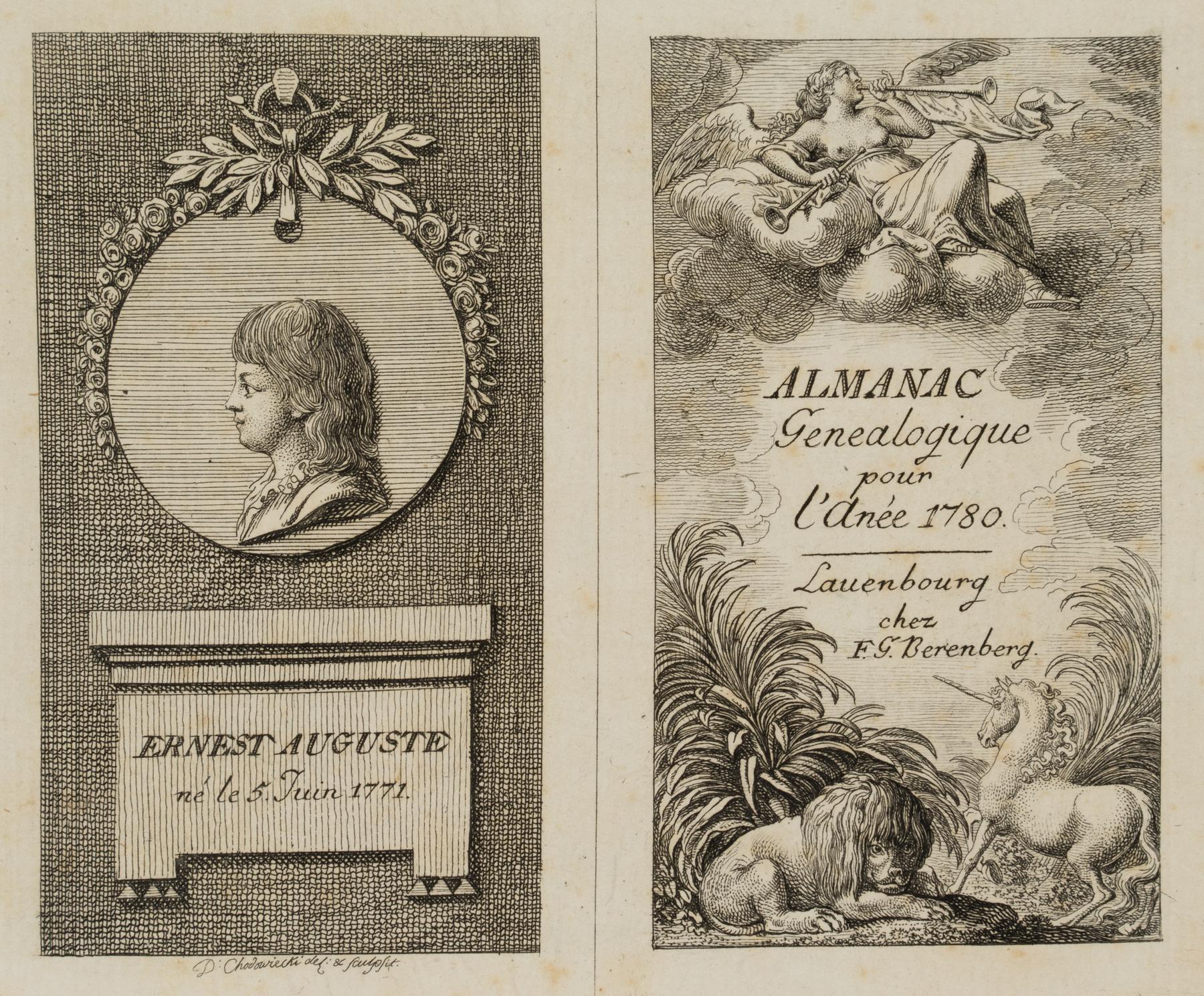 Titel und Portrait zu dem Almanac généalogique de Lauenbourg 1780