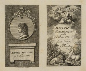 Titel und Portrait zu dem Almanac généalogique de Lauenbourg 1780