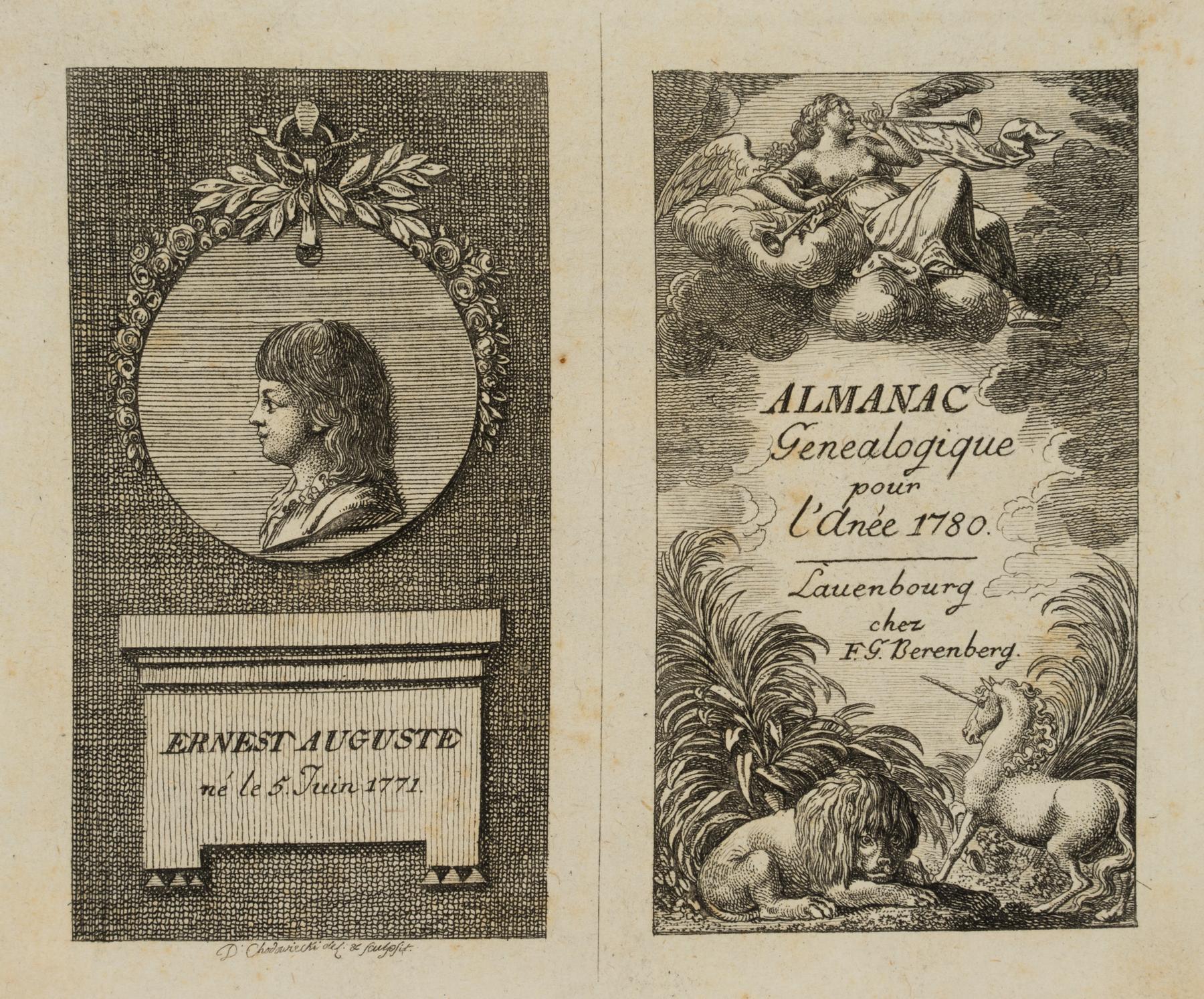 Titel und Portrait zu dem Almanac généalogique de Lauenbourg 1780
