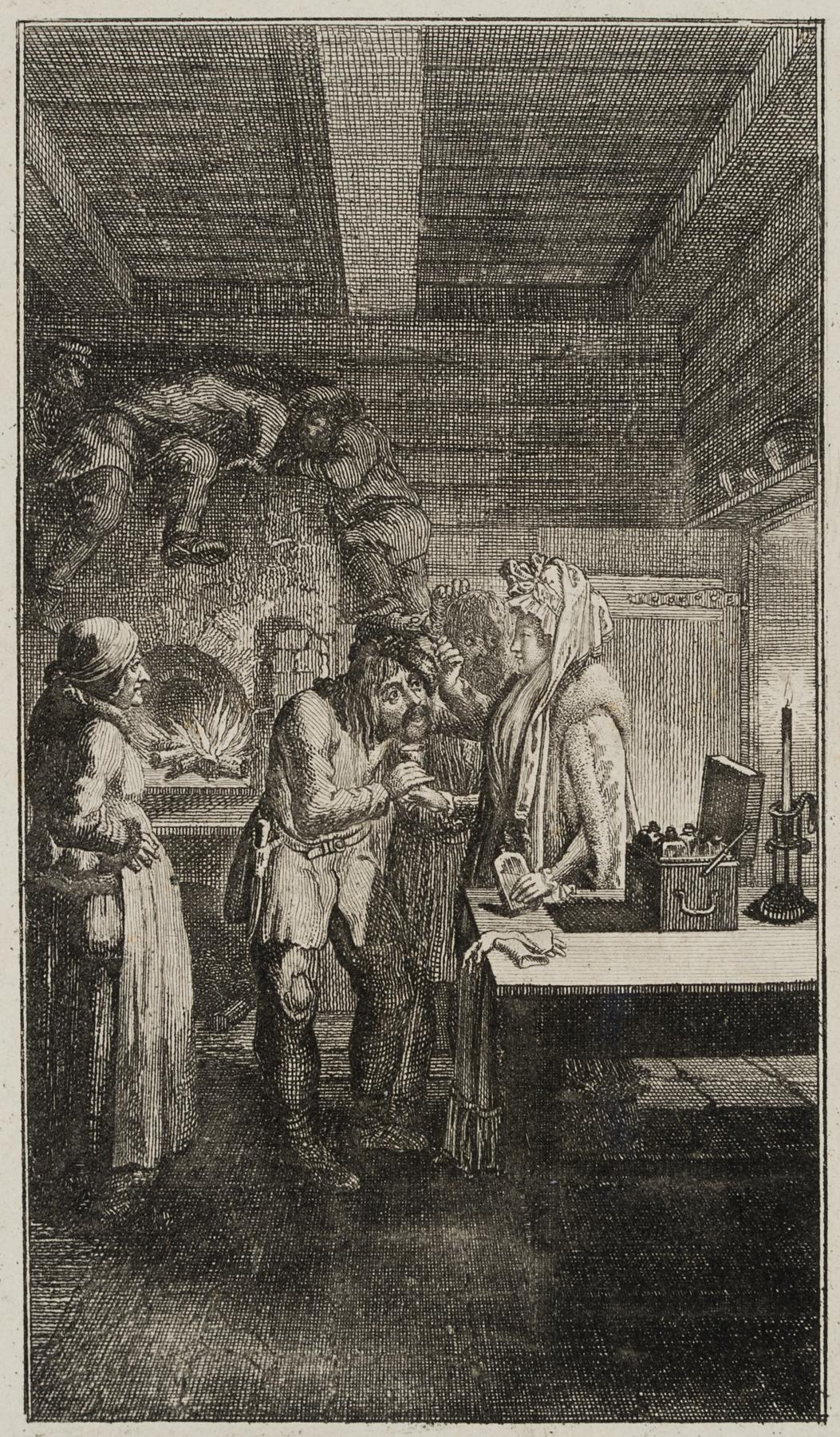 Russische Dame in einer Räuberwohnung