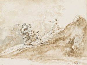 Schäfer an einem Felsen