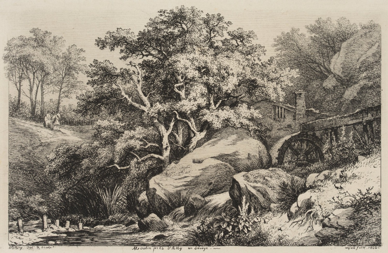 Flusslandschaft mit Wassermühle