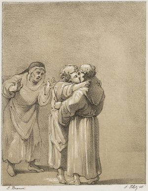 Mönch und Nonne beim Kuss