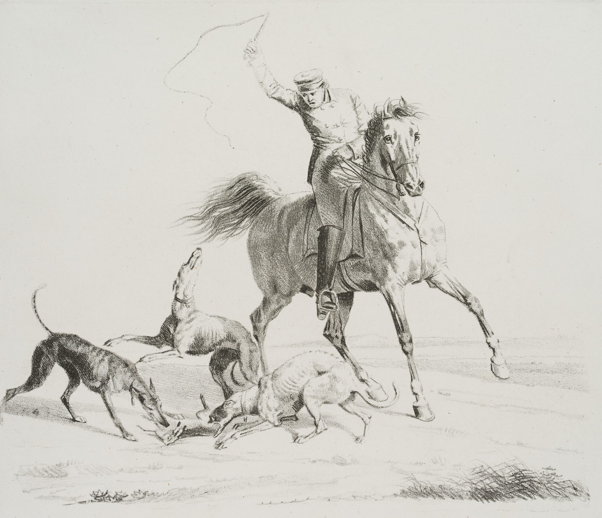 Reiter und Jadghunde