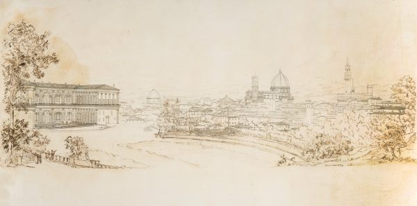 Beispiel aus Druckgraphik: Florenz vom Boboli-Garten