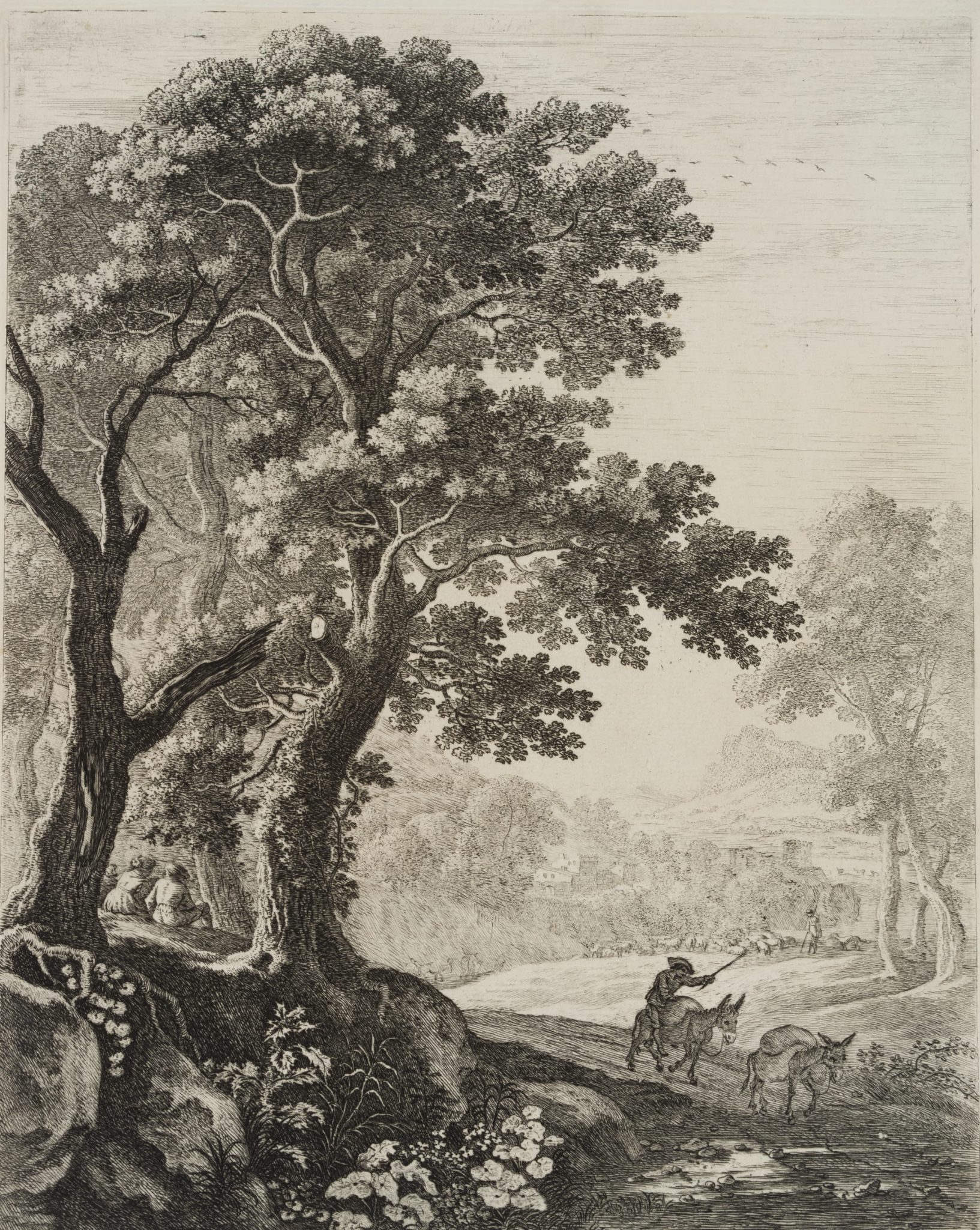 Landschaft mit Eseltreiber