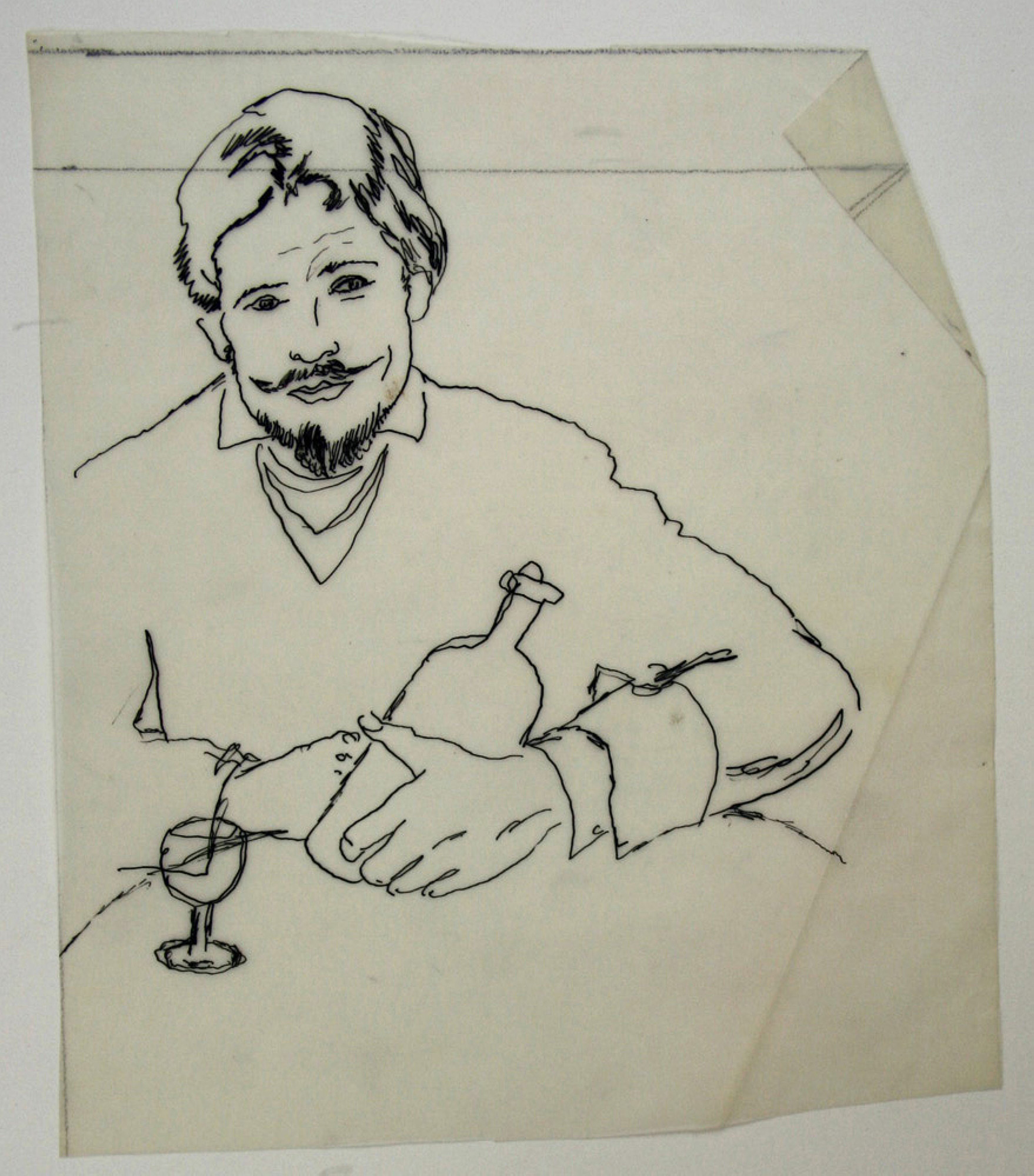 Mann mit Flasche und Glas