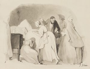 Trauernde am Sterbebett