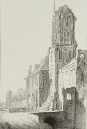 Alter Kirchturm mit steiler Treppe