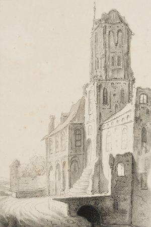 Alter Kirchturm mit steiler Treppe