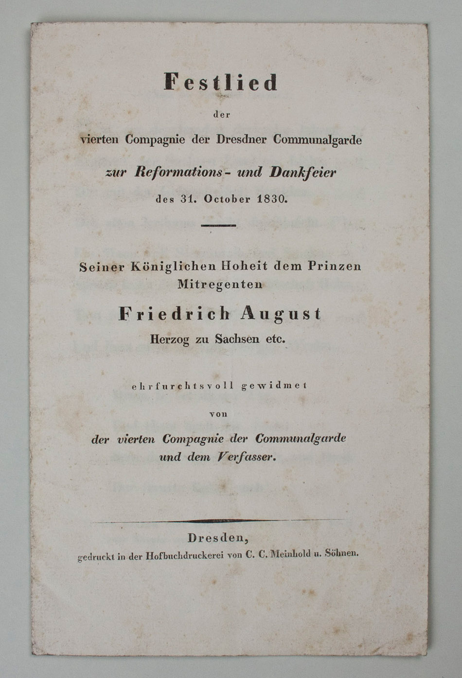 Festlied Oktober 1830 Dresden