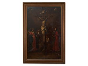 Christus am Kreuz mit Trauernden