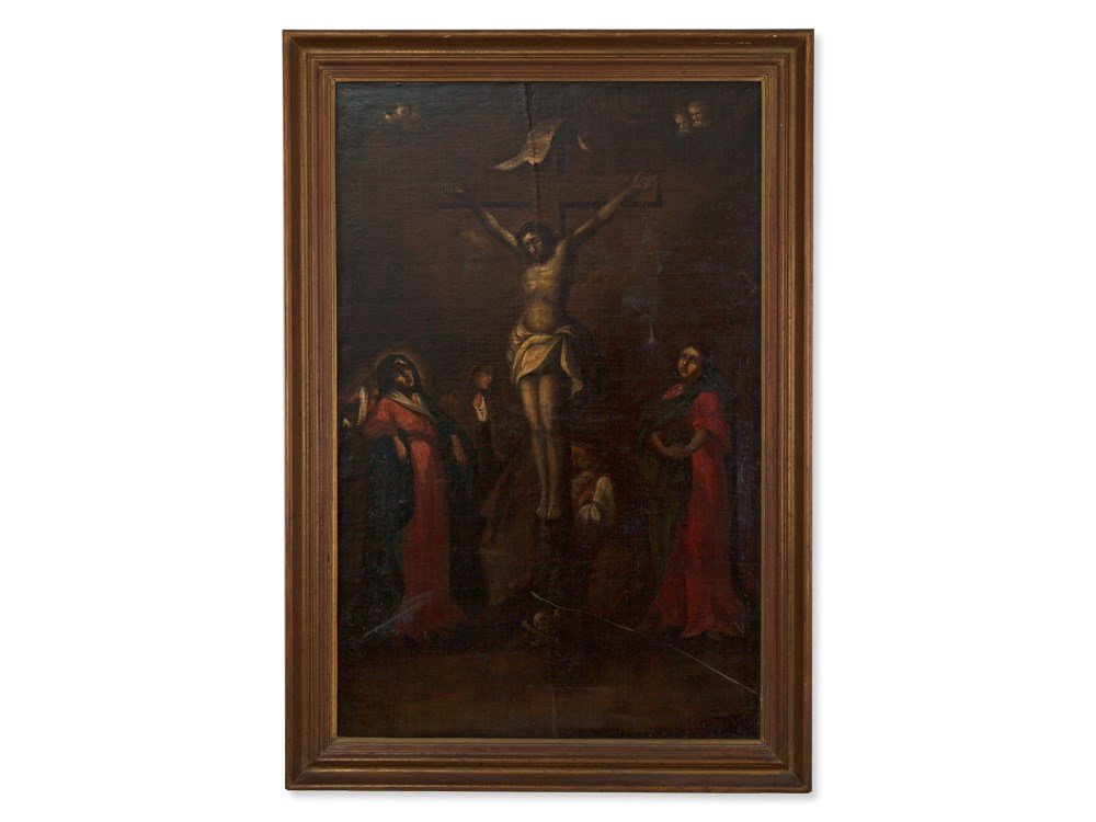 Christus am Kreuz mit Trauernden