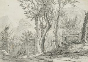 Wanderer an Holzzaun