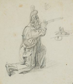 Knieender Soldat mit Gewehr