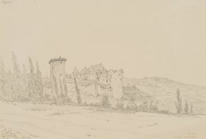 Burgruine mit Turm in Frankreich