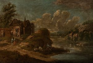 Kleine Dorflandschaft am Fluss