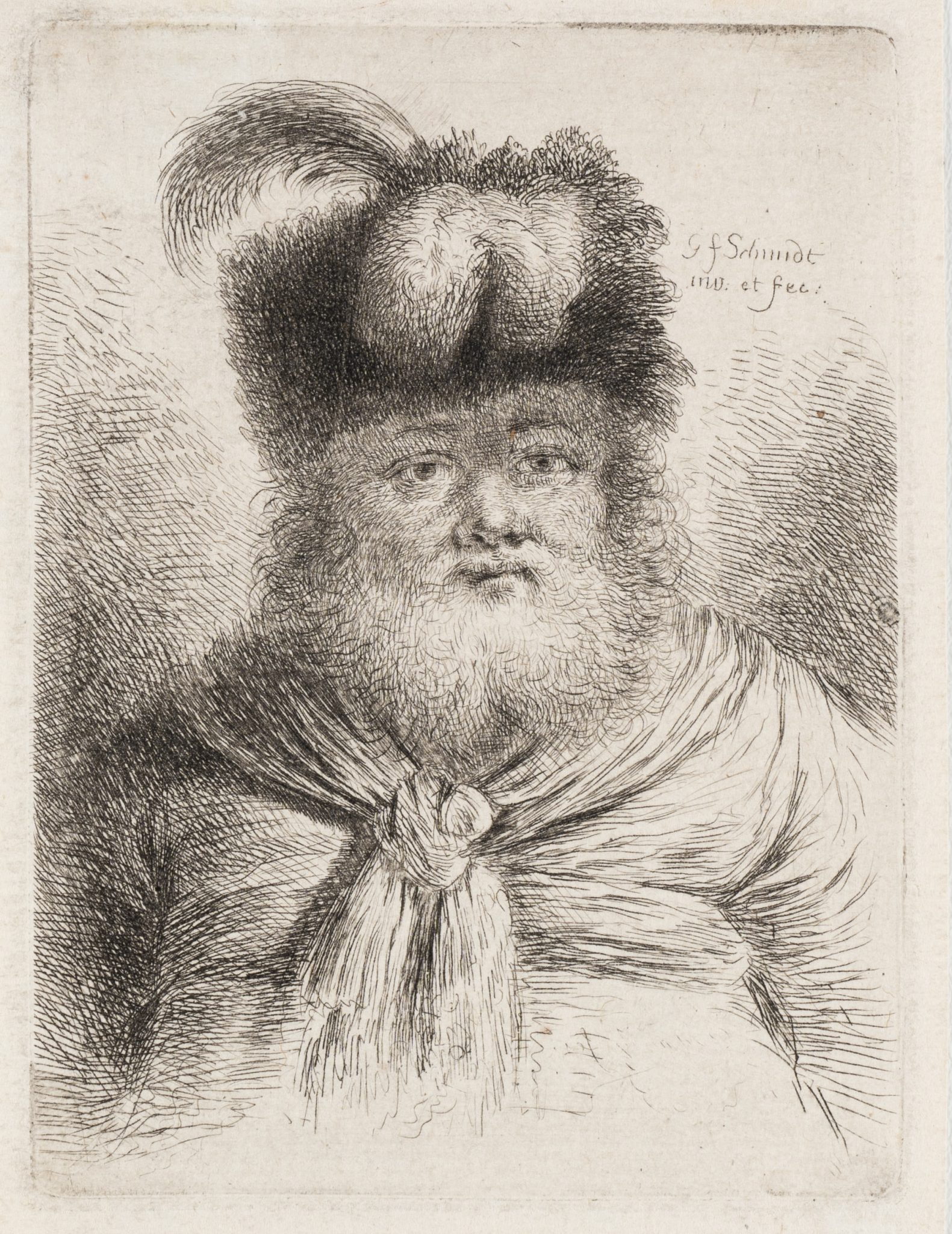 Bärtiger Mann mit Pelzmütze